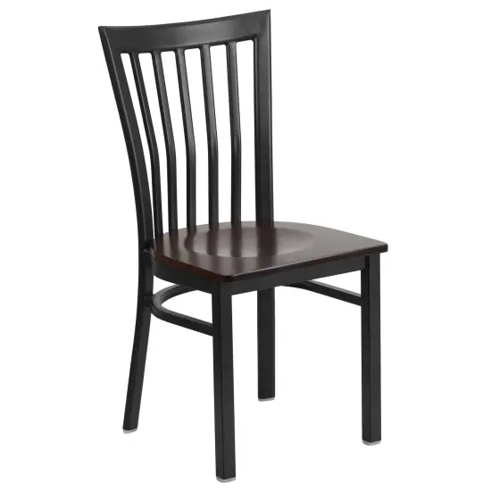 Emma and Oliver School House Back Metal Restaurant Dining Chair BurgVYL/BlackMetal {6}