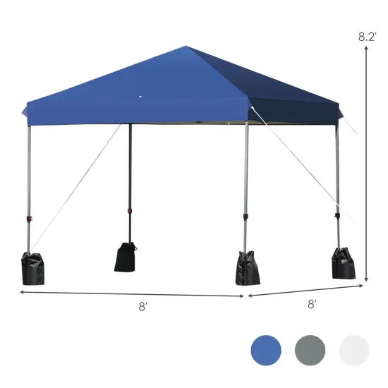 8'x8' Outdoor Pop up Canopy Tentw/Roller Bag-White Blue {5}