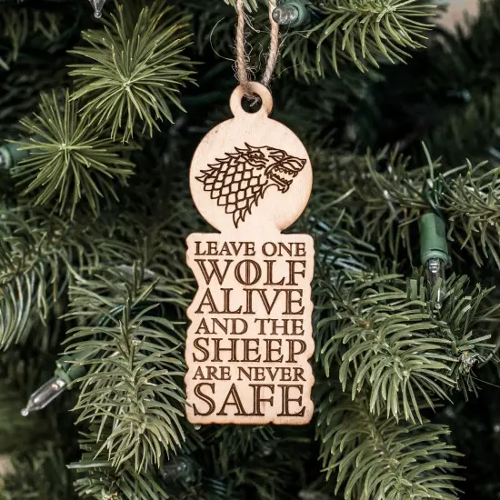 Ornament - Leave One Wolf Alive - Raw Wood 2x4in {1}