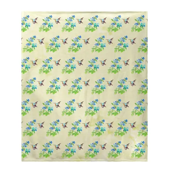 Betsy Drake Aqua Hummingbird Tiled Throw Multicolor {1}