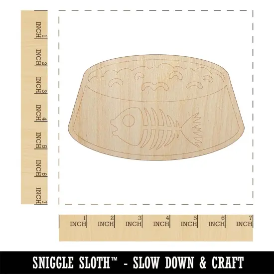 Cat Food Bowl Unfinished Wood Shape Piece Cutout for DIY Craft Projects {1}