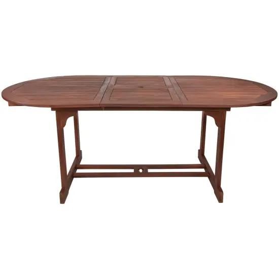 Northlight Oval Outdoor Expanding Acacia Wood Folding Patio Dining Table Brown {7}