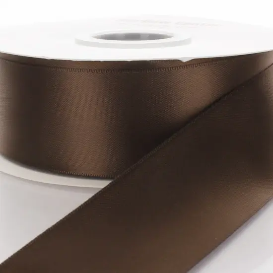 3/8" Double Faced Satin Ribbon Brown {1}
