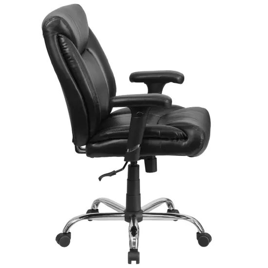 Emma and Oliver 400 lb. Big & Tall Mid-Back Deep Tufted Ergonomic Task Office Chair & Arms Black Fabric {10}