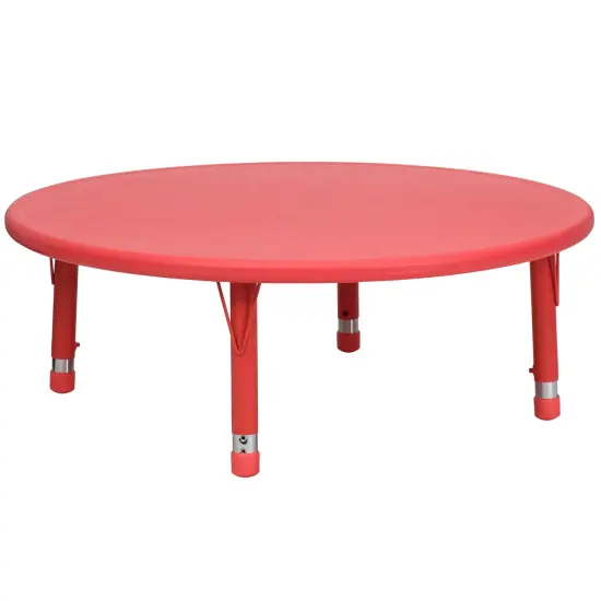 Emma and Oliver 45" Round Plastic Height Adjustable Activity Table Blue {5}