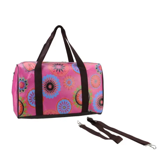 Northlight 16" Pink Floral Theme Travel Bag with Handles and Crossbody Strap {1}