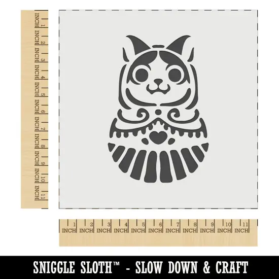 Cat Russian Nesting Doll Matroyshka Babushka Wall Cookie DIY Craft Reusable Stencil {1}
