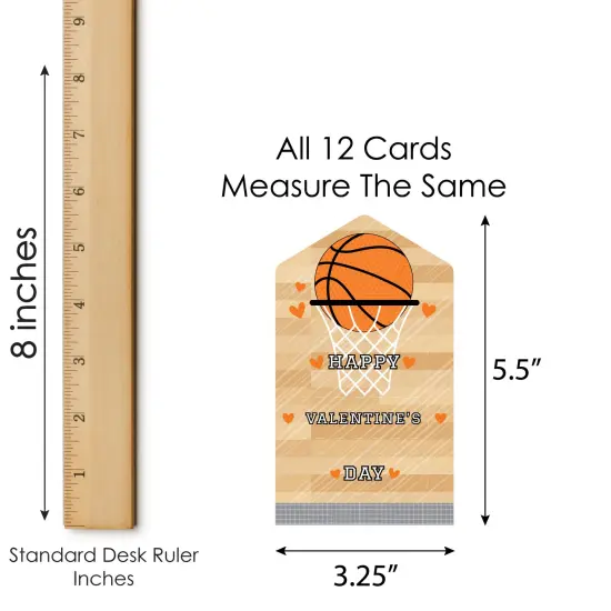 Big Dot of Happiness Nothin' But Net - Basketball - Cards for Kids - Happy Valentine's Day Pull Tabs - Set of 12 {7}