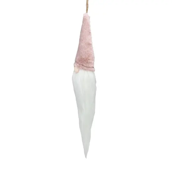 Northlight 24" Plush Pink and White Holiday Collections Hanging Gnome Christmas Ornament {3}