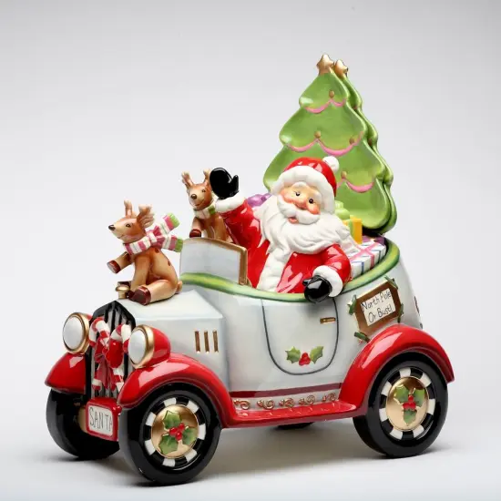 Ceramic Christmas Santa Car Cookie Jar with Cookie Plates and Salt and Pepper Shakers, Home D&eacute;cor, Gift for Her, Gift for Mom, Kitchen D&eacute;cor {3}