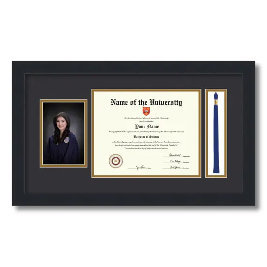 ArtToFrames 8x10 inch Diploma Frame with 4x6 Inch Image Opening and Tassel Opening - Framed with Black and Gold Mats, Comes with Regular Acrylic and Sawtooth Hanger for Wall Hanging (DIT-8x10) {5}