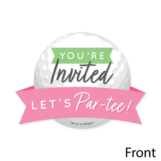 Big Dot of Happiness Golf Girl - Shaped Fill-In Invitations - Pink Birthday Party or Baby Shower Invitation Cards with Envelopes - Set of 12 {4}