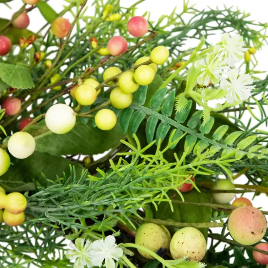 Northlight Berry and Crabapple Fern Foliage Spring Wreath - 22" Green {6}