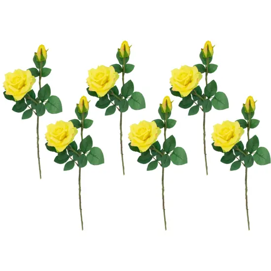 Northlight Real Touch&trade; Yellow Artificial Rose Stems, Set of 6 - 19" {1}