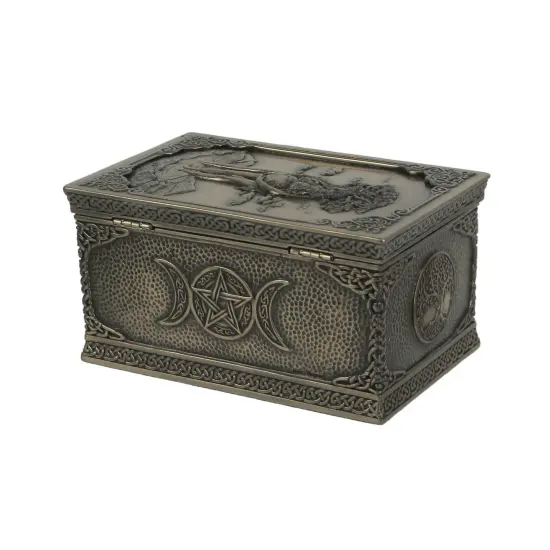 Gaia Greek Mother Earth Goddess Bronze Finished Trinket Box {4}