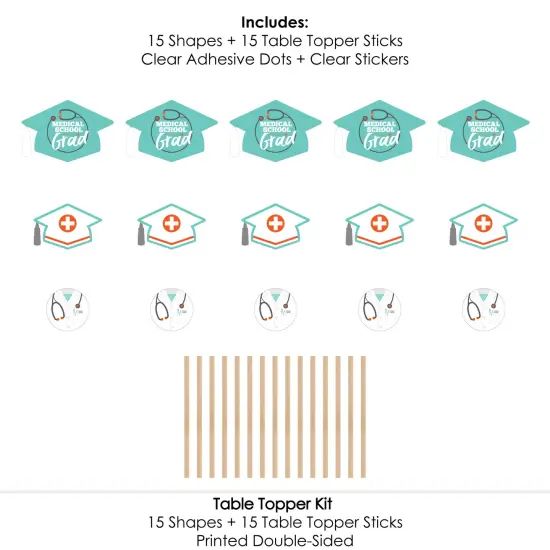 Big Dot of Happiness Medical School Grad - Doctor Graduation Party Centerpiece Sticks - Table Toppers - Set of 15 {7}