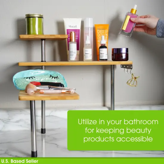 7Penn Kitchen Counter Organizer Plant Shelf - Tiered Display Stand with Hooks {3}