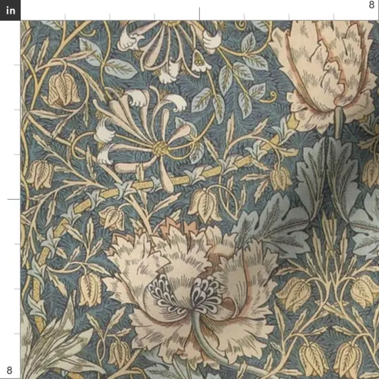 Various Fabrics by the Yard or Fat Quarter Arts And Crafts English Garden Honeysuckle Floral Damask William Morris Custom Printed Fabric by Spoonflower {4}