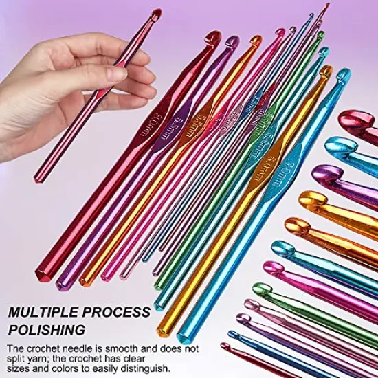 85-Piece Crochet Hooks Set, Crochet Hook Kit with Storage Case, Ergonomic Knitting Needles Weave Yarn Kits DIY Hand Knitting Craft Art Tool for Beginners and Experienced Crochet Lovers {5}