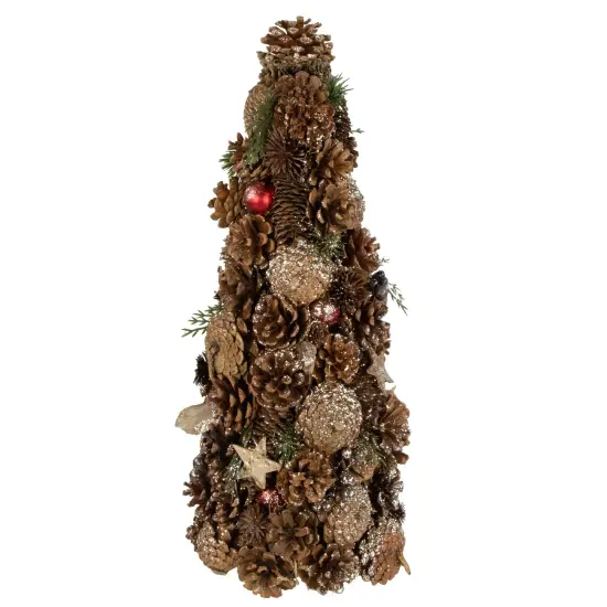 Northlight Pinecone, Berry and Star Cutouts Christmas Cone Tree Decoration - 17" Green {1}