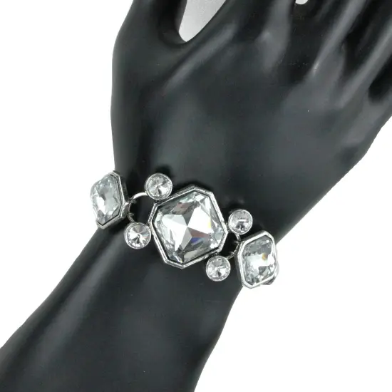 December Diamonds Silvertone and Faceted Clear Gemstone Jewelry Bracelet {3}