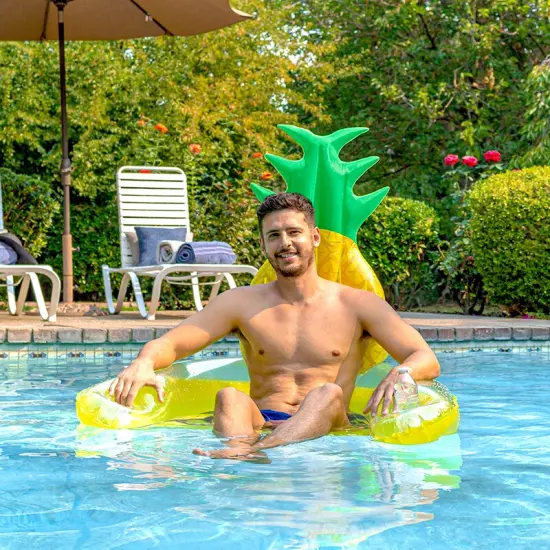 Swim Central 60" Inflatable Pineapple Swimming Pool Sling Chair Pool Float Yellow {3}
