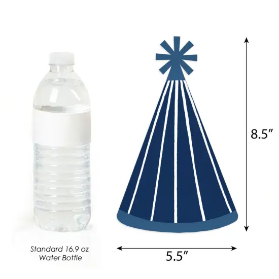 Big Dot of Happiness Navy Stripes - Cone Happy Birthday Party Hats for Kids and Adults - Set of 8 (Standard Size) {4}