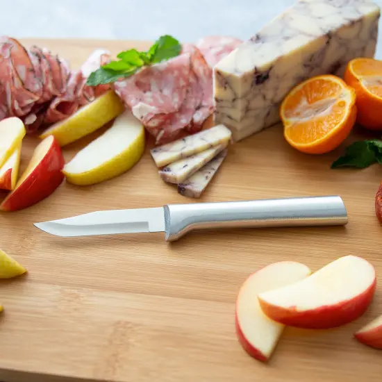 Rada Stainless Steel Paring Knife with Aluminum Handle, Hand-Sharpened Classic Spear Tip Parer Knives, 2.5" Blade {5}