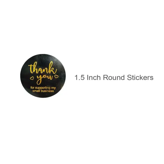 Wrapables 1.5" / 2" Thank You Stickers Roll, Sealing Stickers and Labels for Boxes, Envelopes, Bags, Small Businesses, Weddings, Parties (500pcs) Black & Gold {2}