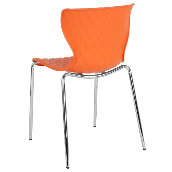 Emma and Oliver 4 Pack Contemporary Design Plastic Stack Chair Orange {4}