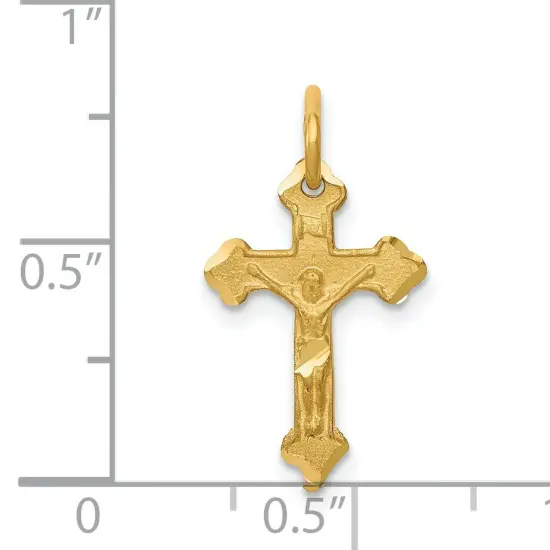 14K Yellow Gold Crucifix Charm Pendant Jewelry 22mm x 12mm {4}