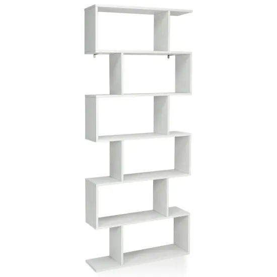 Costway 6 Tier S-Shaped Bookshelf Storage Display Bookcase Decor Z-Shelf {1}