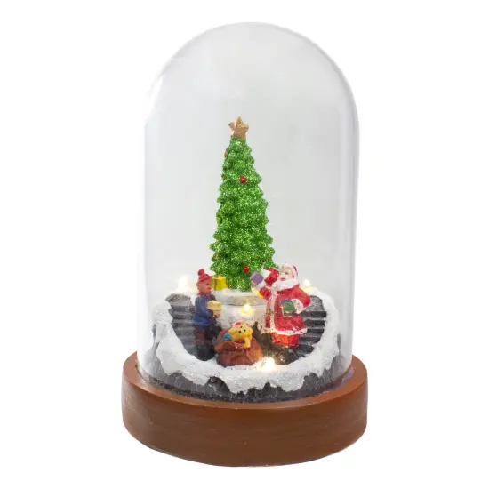 Northlight Lighted Santa and Christmas Tree Cloche Style Decoration - 7" Red {1}