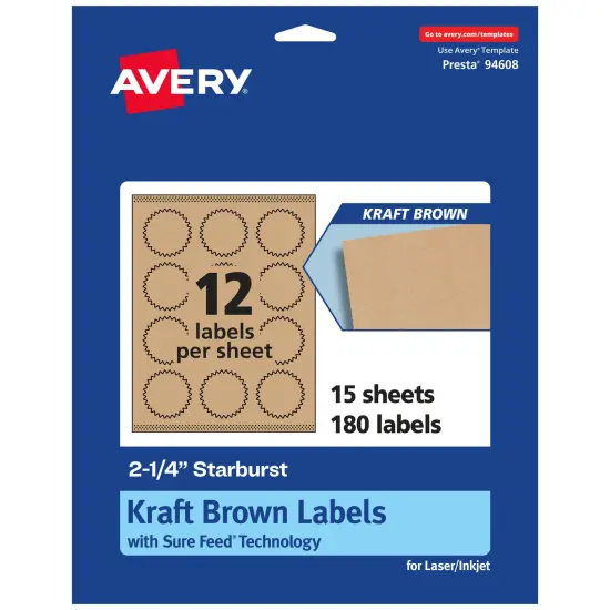 Avery Kraft Brown Starburst Labels with Sure Feed, 2.25" {7}