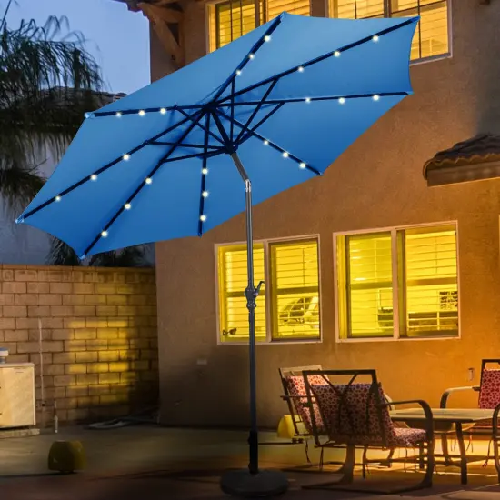 Costway 10FT Patio Solar Umbrella LED Patio Market Steel Tilt W/Crank Outdoor OrangeBlue New {8}