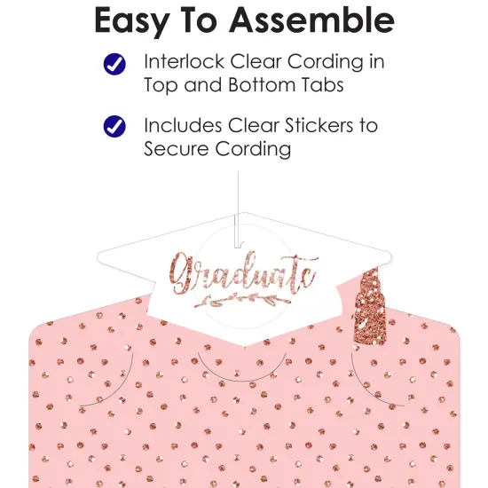 Big Dot of Happiness Rose Gold Graduation Party Vertical Photo Garland 35 Pieces {6}