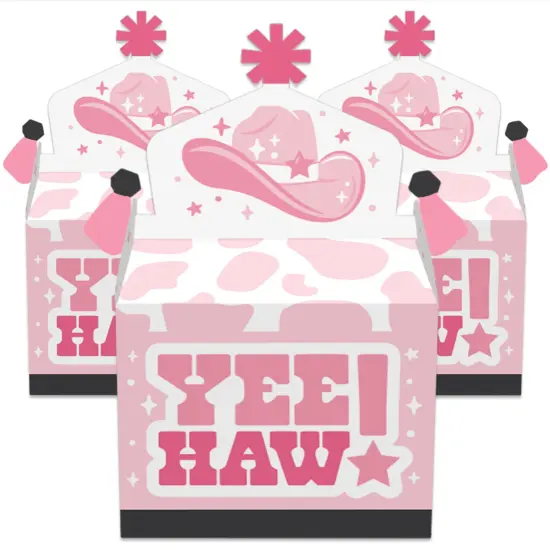 Big Dot of Happiness Rodeo Cowgirl - Treat Box Party Favors - Pink Western Party Goodie Gable Boxes - Set of 12 {3}