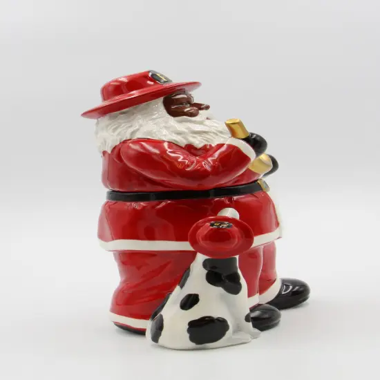 African American Firefighter Christmas Santa with Dalmation Dog Cookie Jar, Home Décor, Gift for Her, Him, Dad, Mom, Kitchen Décor {3}