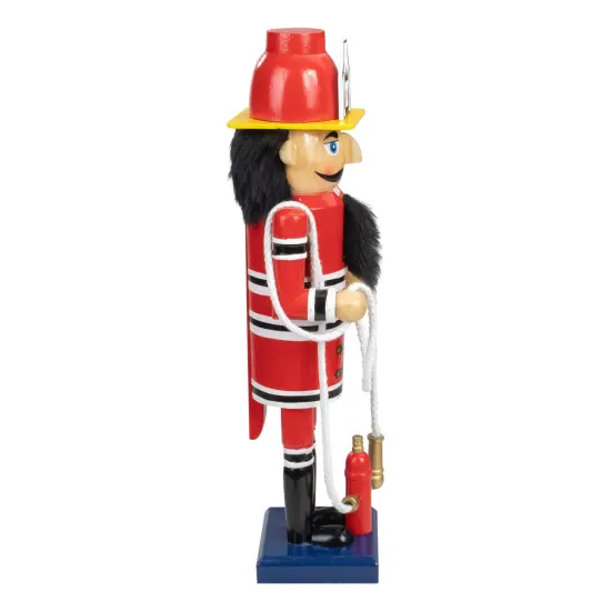 Northlight 14 Red Wooden Fireman with Hose Christmas Nutcracker Black {4}