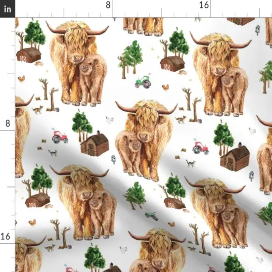 Various Fabrics by the Yard or Fat Quarter Highland Cow Scottish Shaggy Calf Farm Scotland Barnyard Animal Barn Custom Printed Fabric by Spoonflower {2}