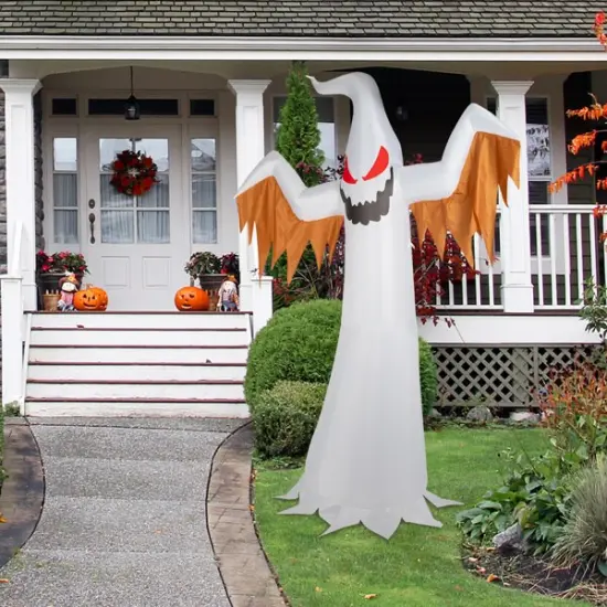 12ft 4pcs LED Lights Giant Scary Ghost Flames and Flashing Red Eyes Inflatable Halloween Decoration {6}