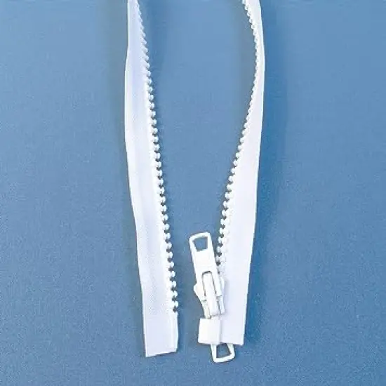 YKK Zipper, White #10 Brand Separates at The Bottom, Marine Grade Metal Tab Slider, Heavy Duty (30" Inch) {1}