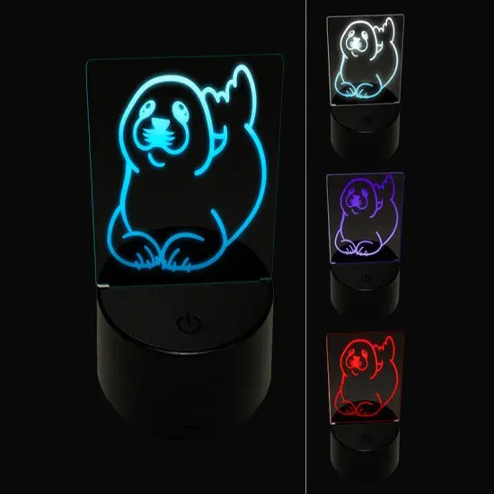 Baby Harp Seal 3D Illusion LED Night Light Sign Nightstand Desk Lamp {1}