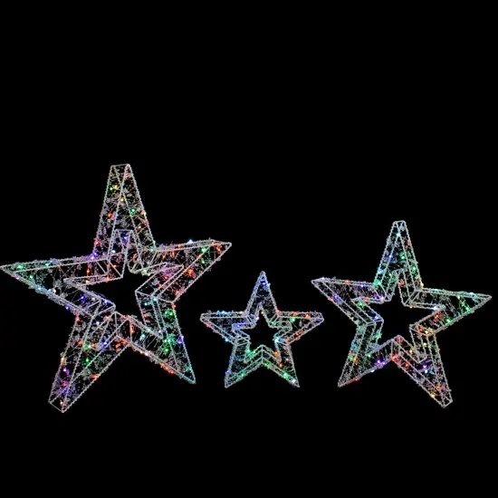 Northlight LED Lighted Multi-Function Outdoor Christmas Stars - 23" - Multicolor - Set of 3 White {1}