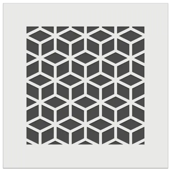 Geometric Cube Optical Illusion Pattern Wall Cookie DIY Craft Reusable Stencil {7}