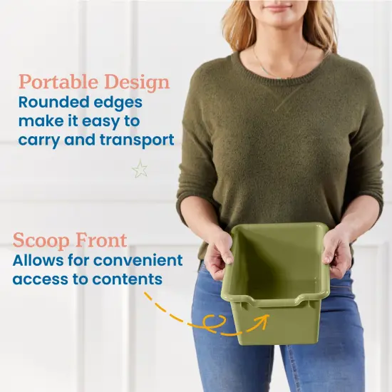 Scoop Front Storage Bins, Multipurpose Organization, 20-Pack Fern Green {4}