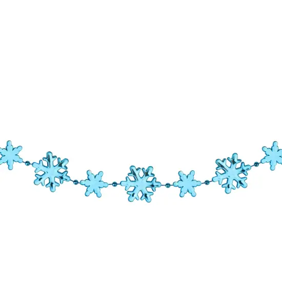 Northlight Shiny Snowflakes Christmas Garland - 8' x 1" - Blue - Unlit {1}
