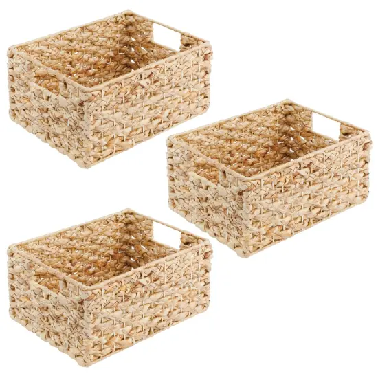 mDesign Water Hyacinth Braided Weave Pantry Basket {5}