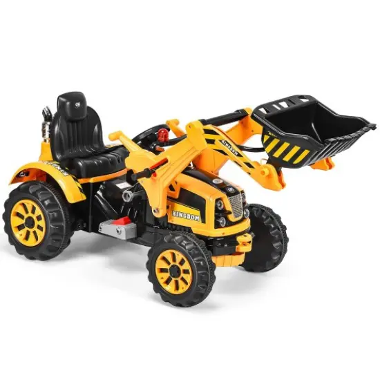 Iron Excavator with Adjustable Arm, Safety Belt, Battery Power and Educational Fun for Kids Yellow {1}