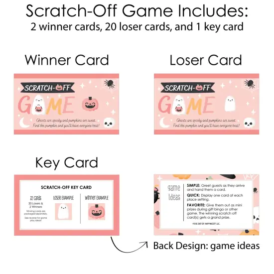 Big Dot of Happiness Pastel Halloween - Pink Pumpkin Party Game Scratch Off Cards - 22 Count {6}